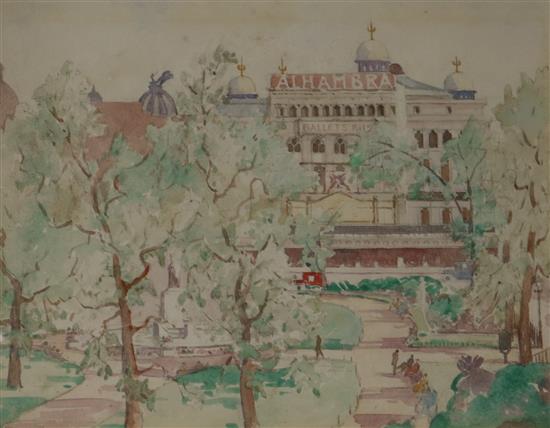 Edith Mary Garner (b.1881) (wife of William Lee Hankey), watercolour, The Alhambra, Leicester Square, c.1929, 26 x 32cm